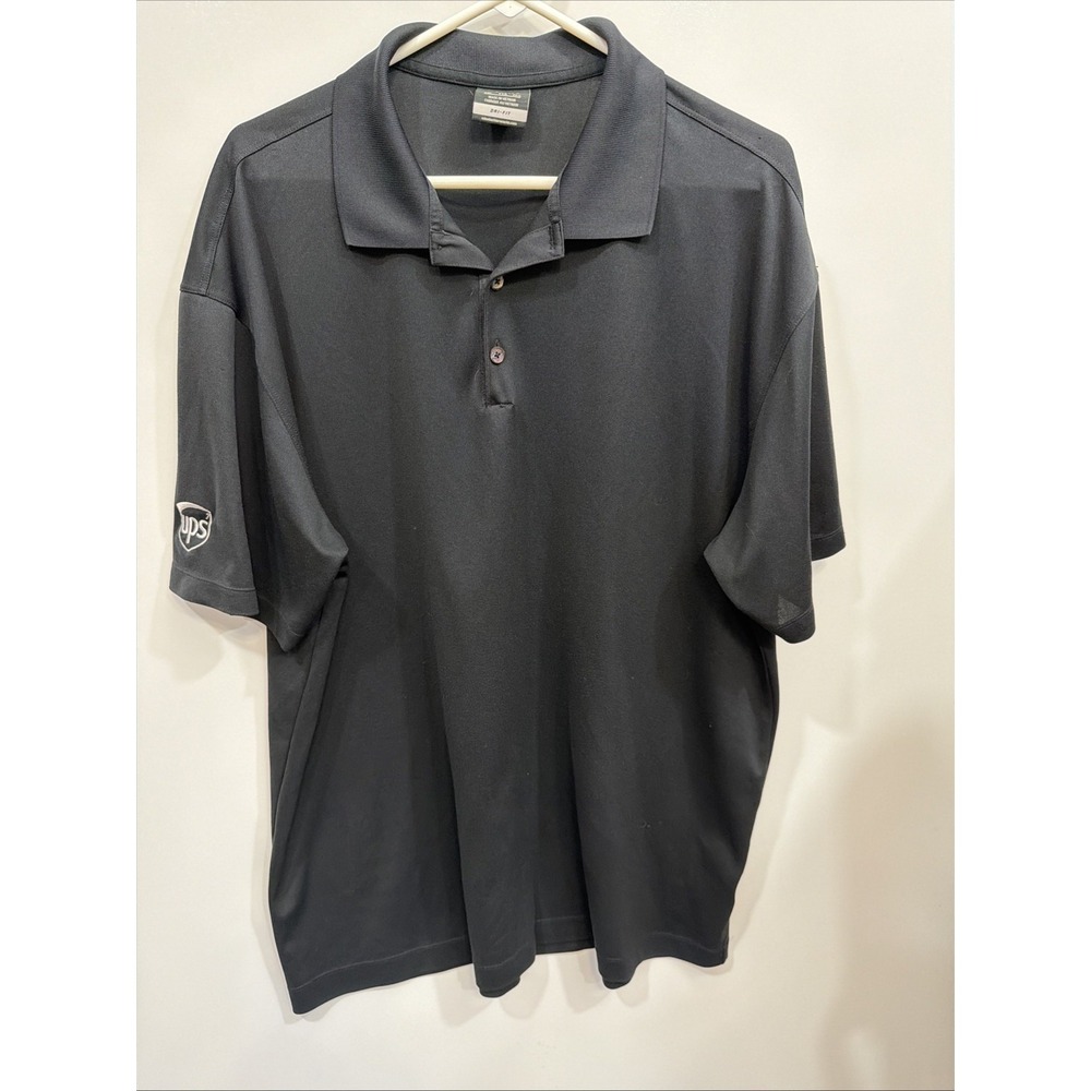 UPS Nike Dri-Fit Golf Polo Shirt Mens XXL Black Short Sleeve 2XL